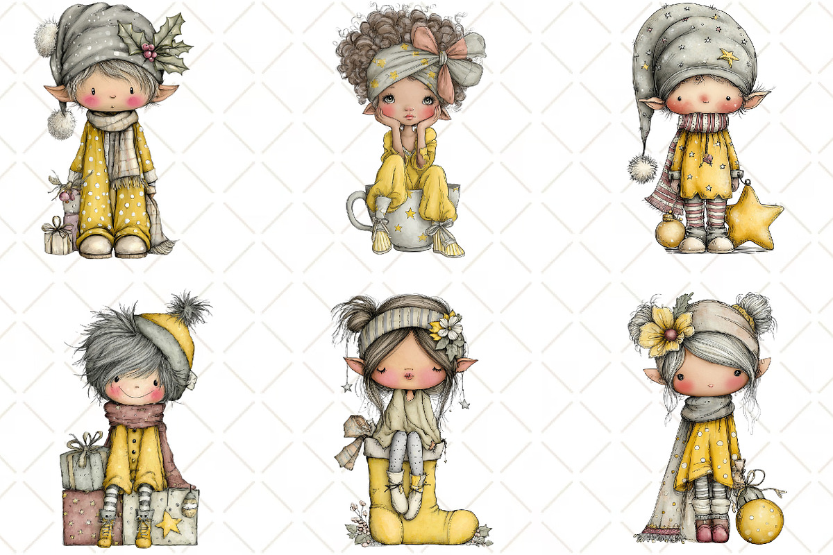 Whimsical Christmas Elf Clipart, an Illustration by Black Bird Studio (Photo 6 of 6)