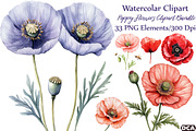 Flowers Clipart Poppy Flowers, an Illustration by DreamCafeArt (Thumbnail 1 of 7)