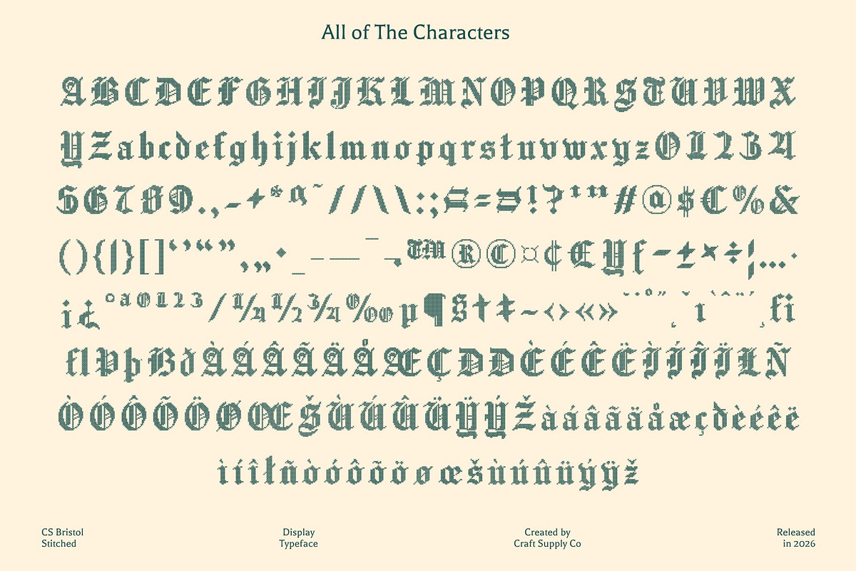 CS Bristol Stitched, a Blackletter Font by Craft Supply Co. (Photo 8 of 8)