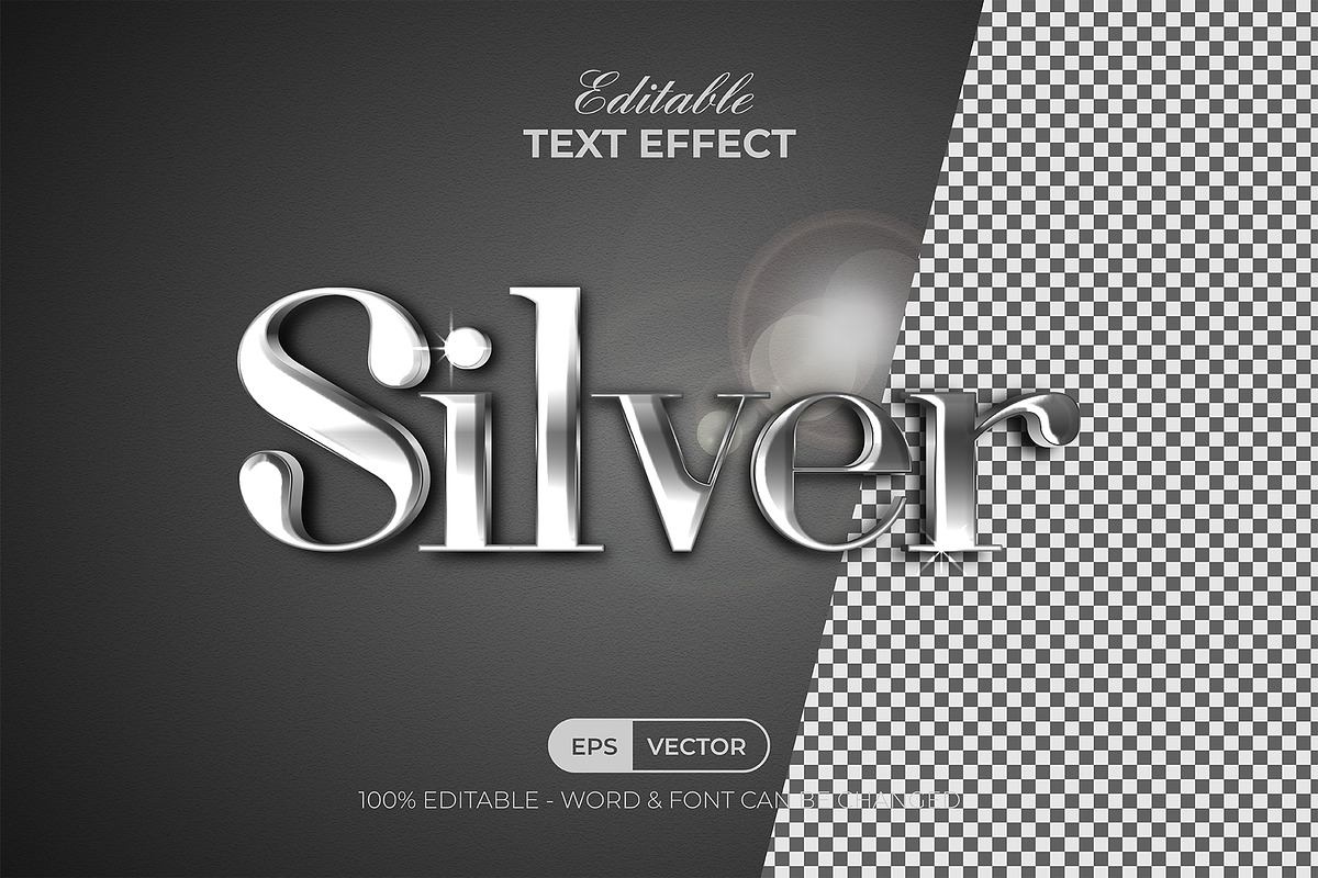 Silver Editable Text Effect Style, an Action Add-On by Mockmenot (Photo 2 of 3)