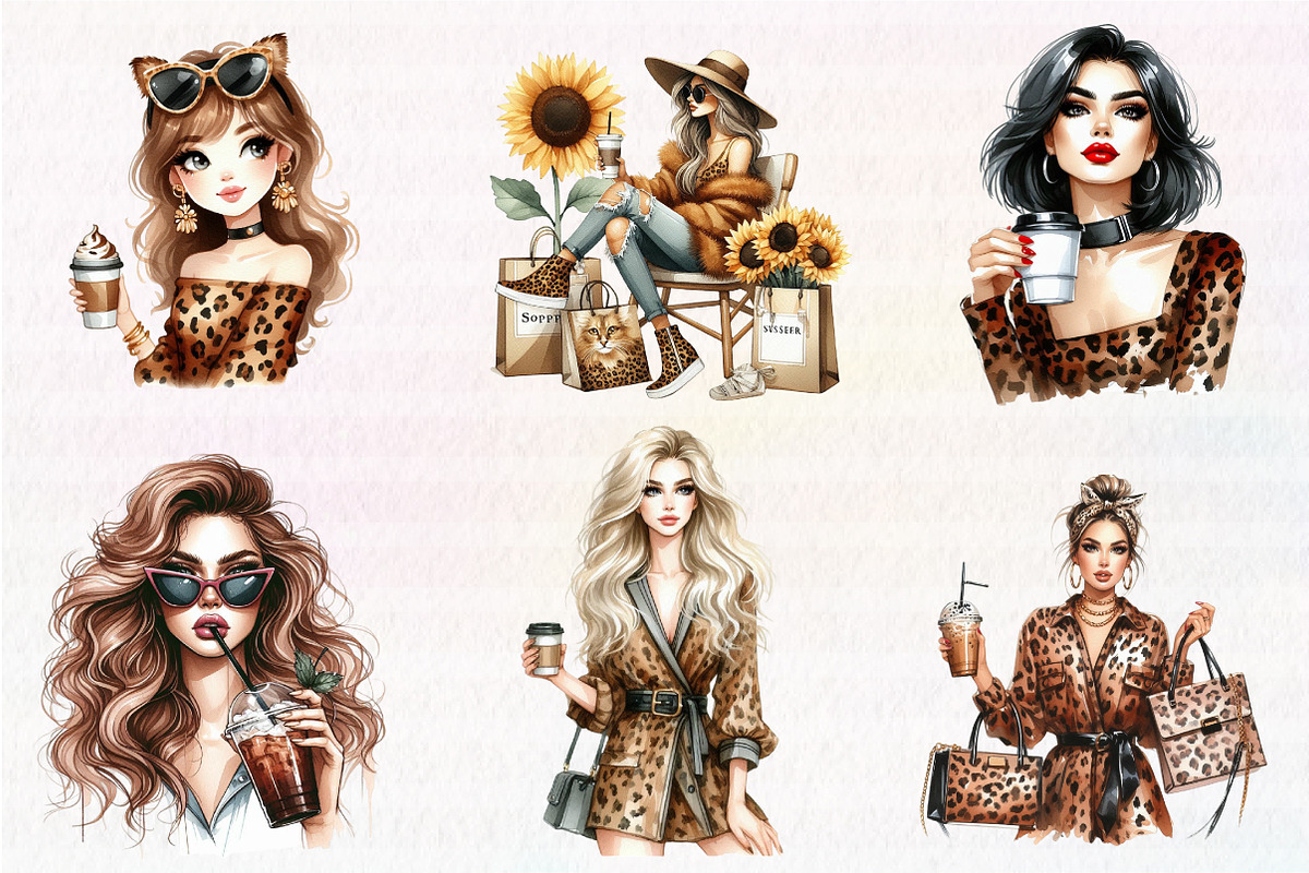 Watercolor Funny Girl Coffee Cup, an Illustration by CreationArt (Photo 2 of 5)