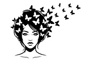 Woman Butterfly Hair Silhouette, an Object Illustration by yasushie (Thumbnail 22 of 31)