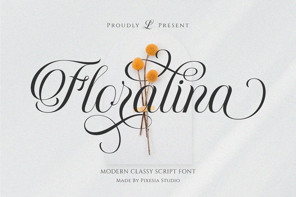 Floralina - Modern Cursive Script, a Script Font by Pixesia Studio (Photo 1 of 12)