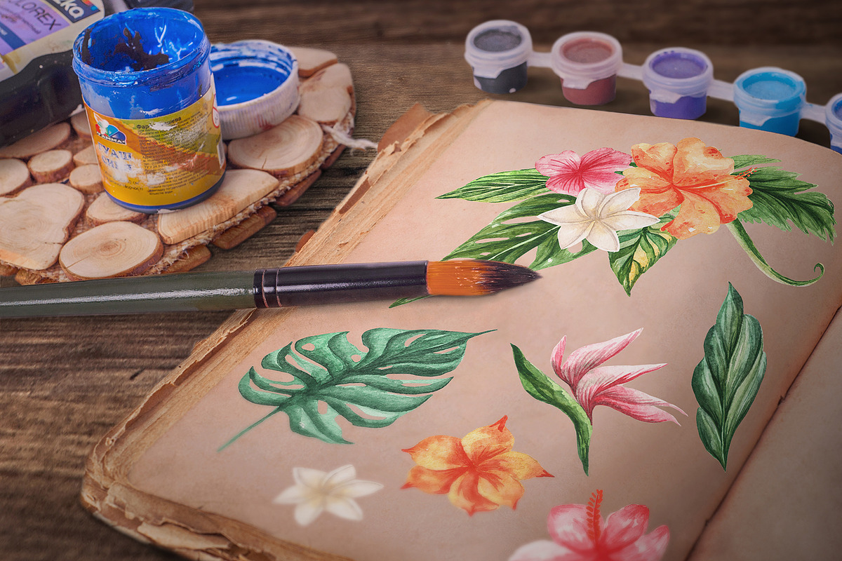 Tropical Dream-watercolor set, a Decorative Illustration by Astarte_design (Photo 5 of 11)