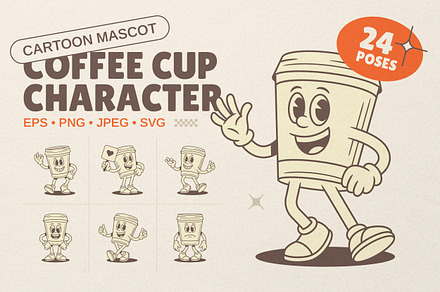 Coffee Cup Cartoon Mascot Character