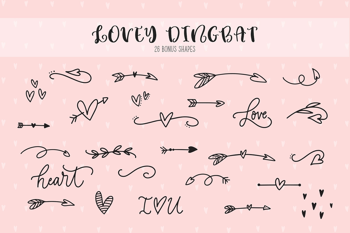 Cute heart font family Lovey preview 3