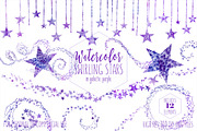 Galactic Purple Stars Clipart Set, a Texture Illustration by ClipartBrat Graphics (Thumbnail 1 of 4)