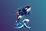 Orca formed with abstract geometric, an Animal Illustration by Pray Art Design Studio (Thumbnail 1 of 3)