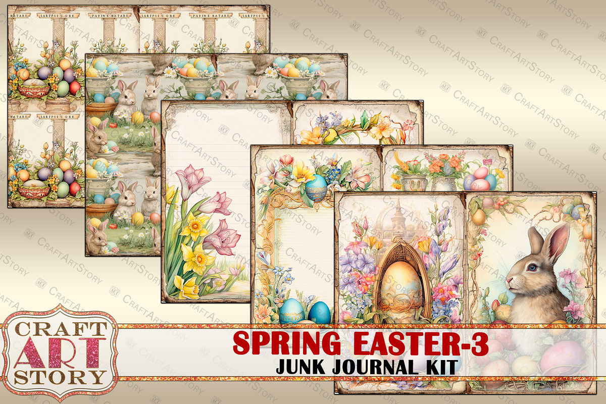 Spring Easter-3 junk journal Kit, a Seasonal Illustration by CraftArtStory (Photo 4 of 6)