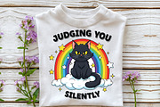Judging you silently funny cat desig, an Illustration by DreamCafeArt (Thumbnail 4 of 6)