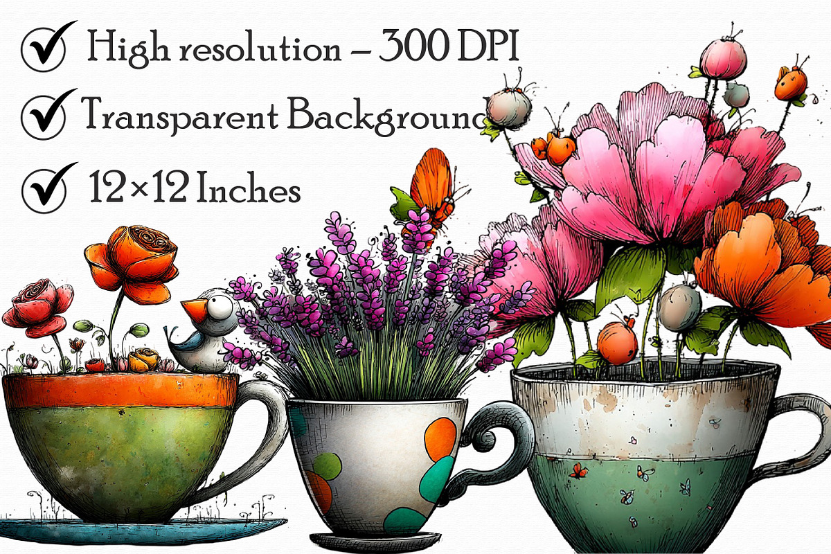Whimsical Floral Tea Party Clipart, an Illustration by Libby Wishes (Photo 2 of 6)