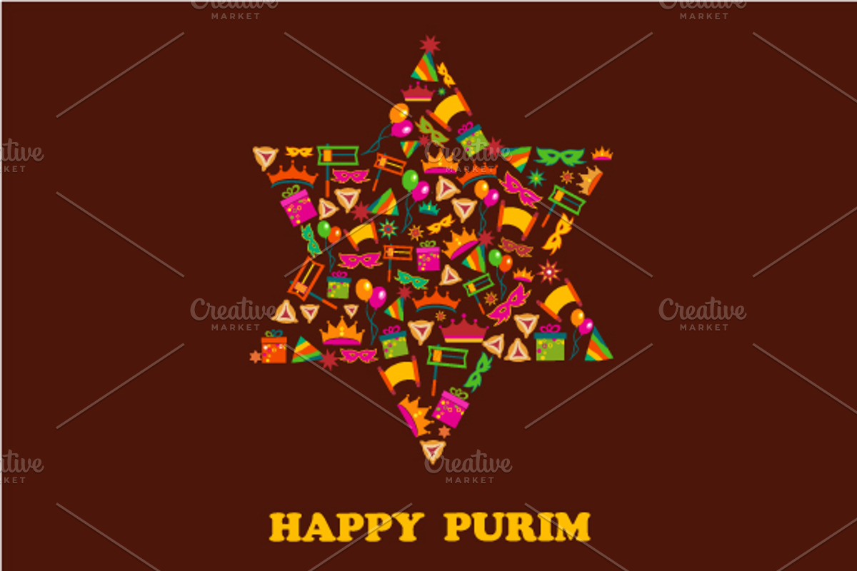 Happy Purim - 3 vector cards, a Decorative Illustration by zoya (Photo 1 of 3)