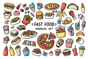 Vector set on the theme of fast food