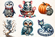 Halloween Skeleton Animals Clipart, an Illustration by DreamCafeArt (Thumbnail 3 of 7)