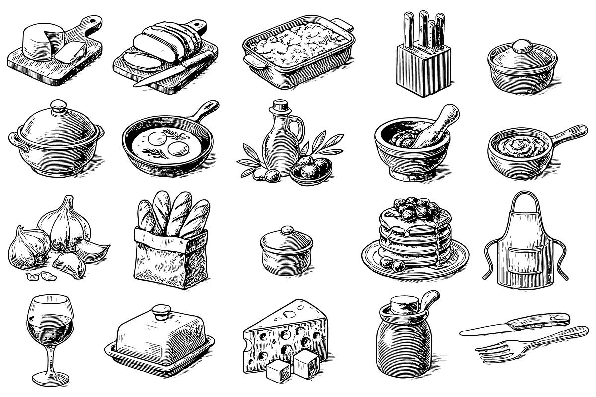 Kitchen Food & Utensils Set, an Object Graphic by RT Studio (Photo 2 of 4)