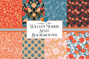 Orange Blue Morris Repeat Pattern