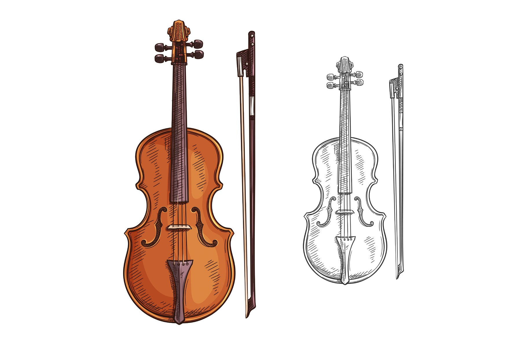 Violin And Bow Vector Poster by Vector Tradition | Creative Market