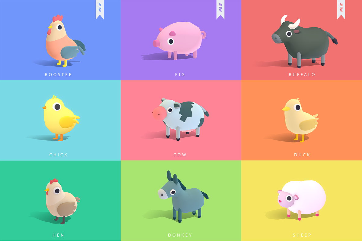 Quirky Series - Animals Mega Pack, an Animal 3D Model by Polydactyl (Photo 13 of 13)