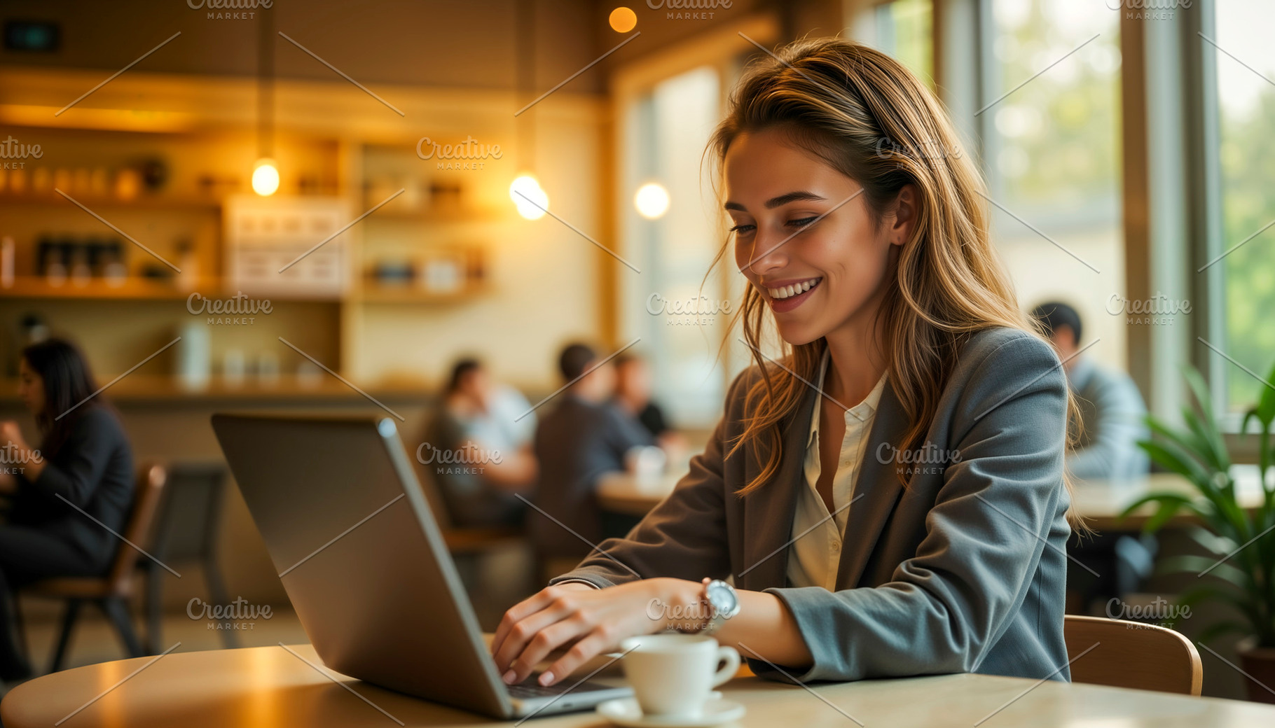 Confident professional woman working, a Photo by rarrarorro