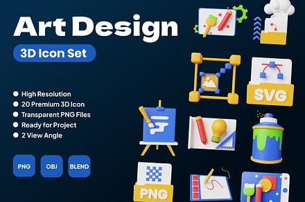 Art Design 3D Icon Set, an Object 3D Model by Permadi Creative