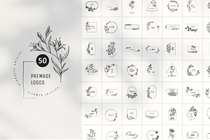 50 Premade botanical logos
