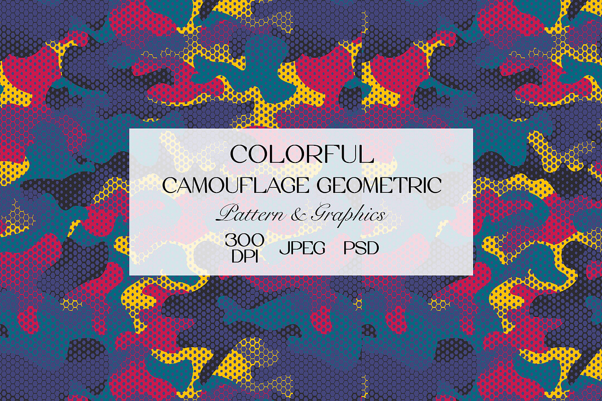 Colorful Hex Camo Pattern, a Pattern Graphic by StudioGlouna (Photo 1 of 4)