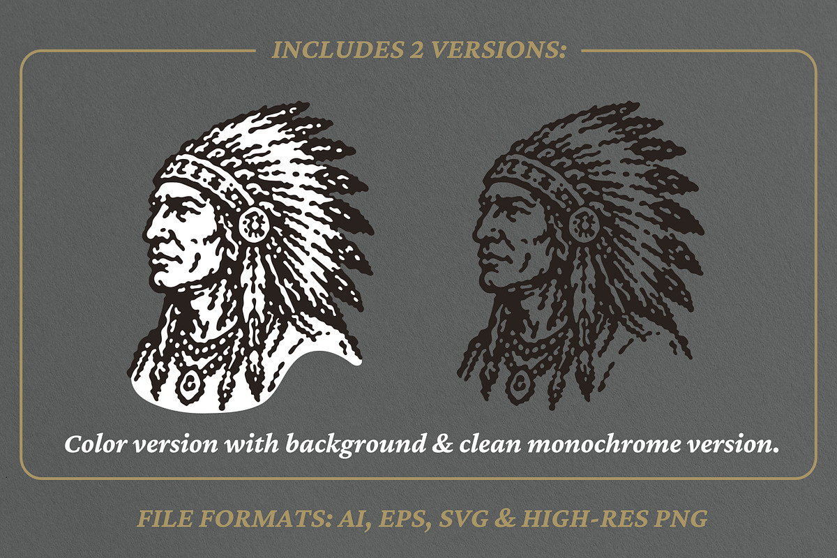 Vintage Indian Chief Illustration, a Person Illustration by lettett (Photo 2 of 3)