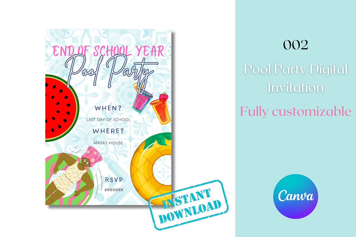 Pool Party Invitation, an Invitation Template by Contento BH