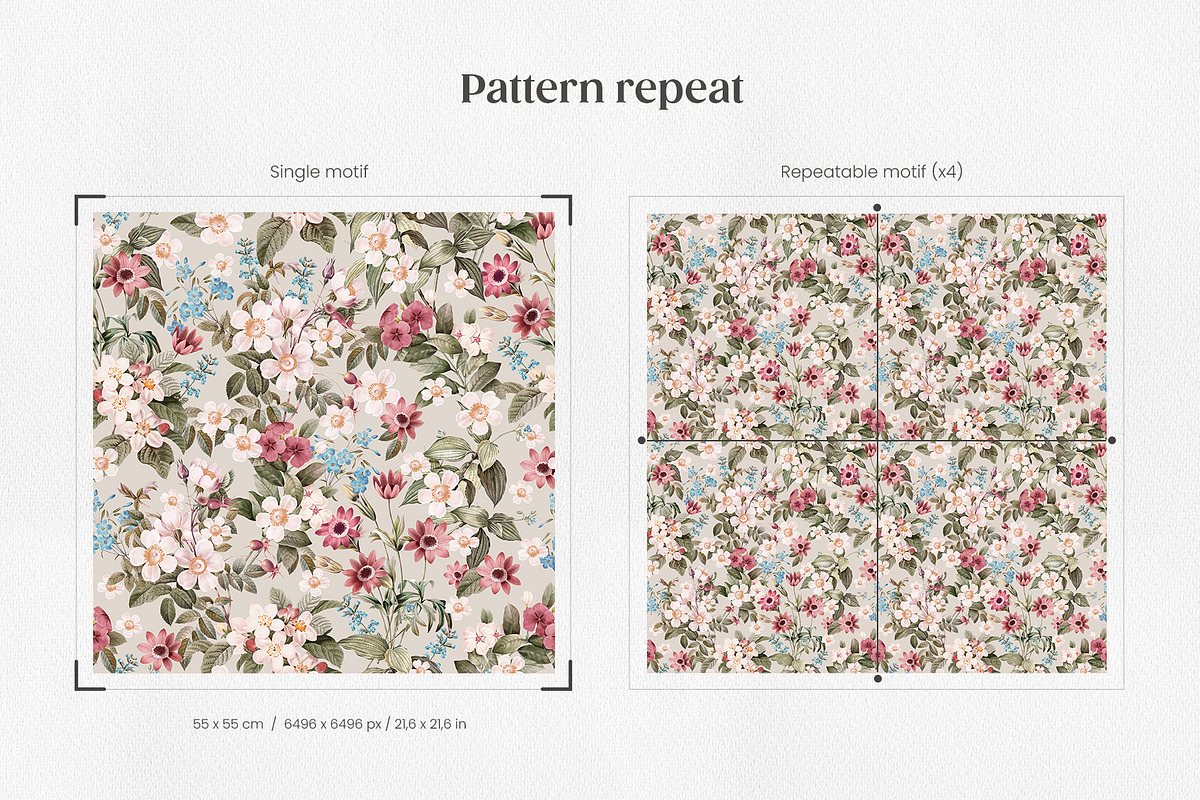 Gentle Bloom Vintage Pattern, a Pattern Graphic by Yello_illustration (Photo 3 of 18)