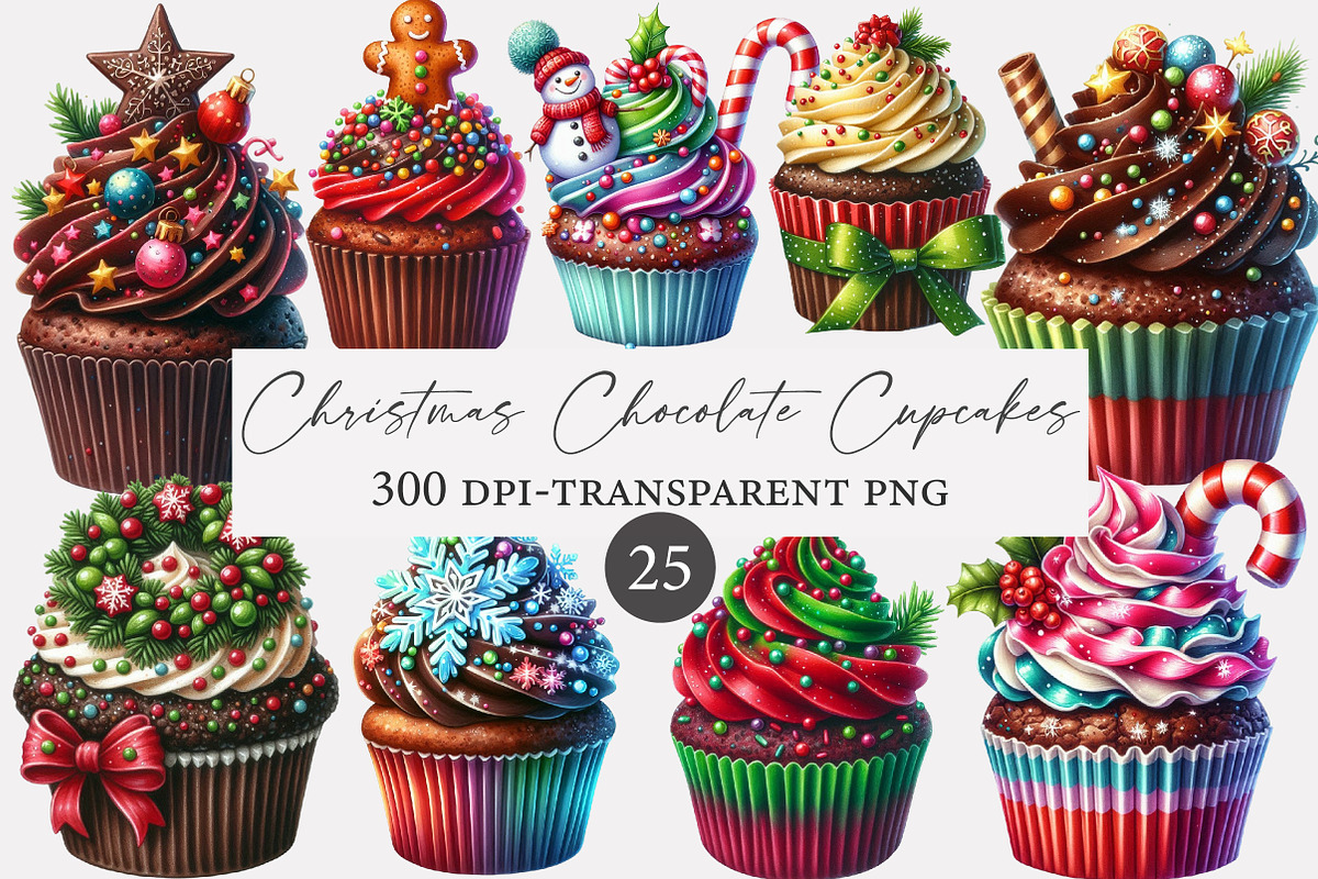 Christmas Chocolate Cupcakes clipart, an Illustration by Designworld (Photo 1 of 3)