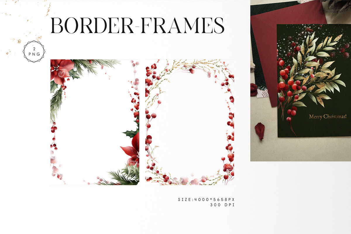 Christmas Graphics, floral cliparts, a Texture Illustration by ollalya (Photo 6 of 15)