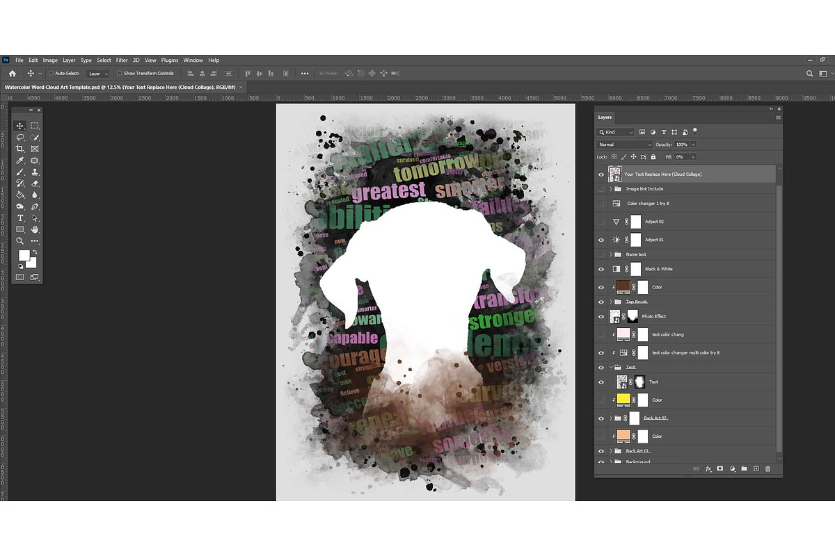 Watercolor Word Cloud Art PS Script, an Action Add-On by MRI STUDIO (Photo 11 of 16)