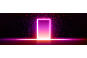 Futuristic digital door, glowing red, a Technology Illustration by art PVP - market