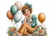 Balloon girl Clipart JPG, a Person Illustration by Memories By Lea (Thumbnail 16 of 18)