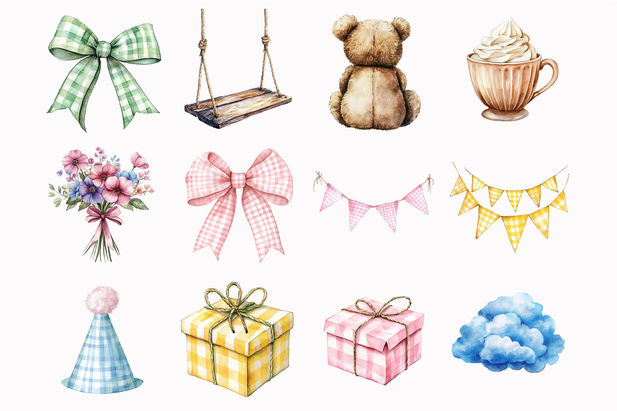 Watercolor Teddy Bear Clipart, a Seasonal Illustration by Design Market (Photo 5 of 5)