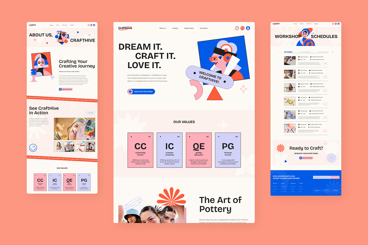 Creative Workshop Website, an UI Kit Template by peterdraw