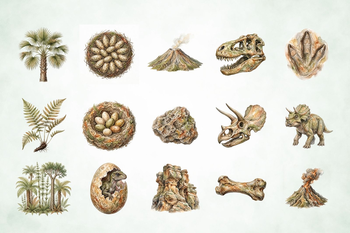Dinosaur Watercolor Clipart PNG, a Decorative Illustration by Arslan (Photo 2 of 7)
