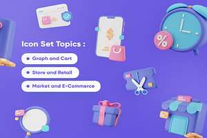 Commercially -E-Commerce 3D Icon Set