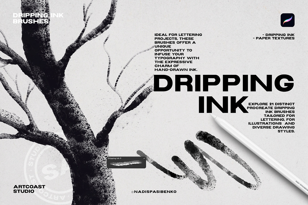 Procreate Dripping Ink, a Brush Add-On by Spasibenko Art (Photo 2 of 7)
