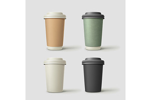 realistic eco cups of coffee in set, a Food Illustration by IfH