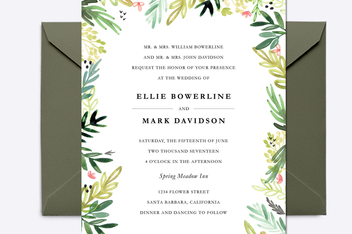 Watercolor Meadow Wedding Suite, an Invitation Template by origamiprints (Photo 3 of 3)