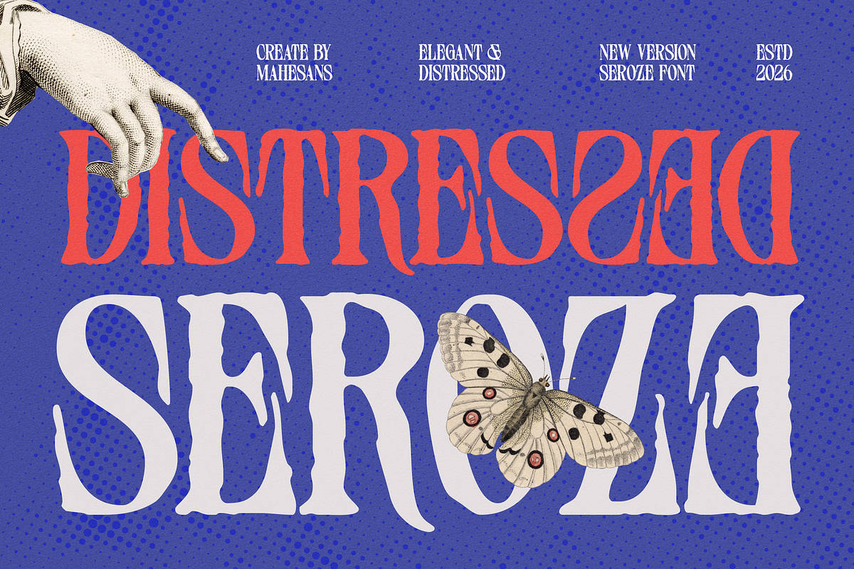 Distressed Seroze – Elegant Serif, a Serif Font by Mahesans Co (Photo 1 of 10)