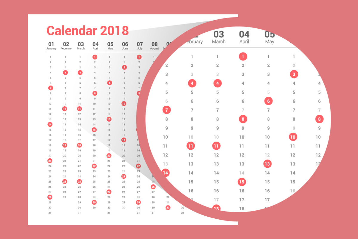 Calendar 2018 Vertical Design, a Stationery Template by WORAKAMON Design Studio (Photo 2 of 3)
