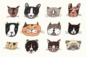 Cute Dogs And Cats Illustrations