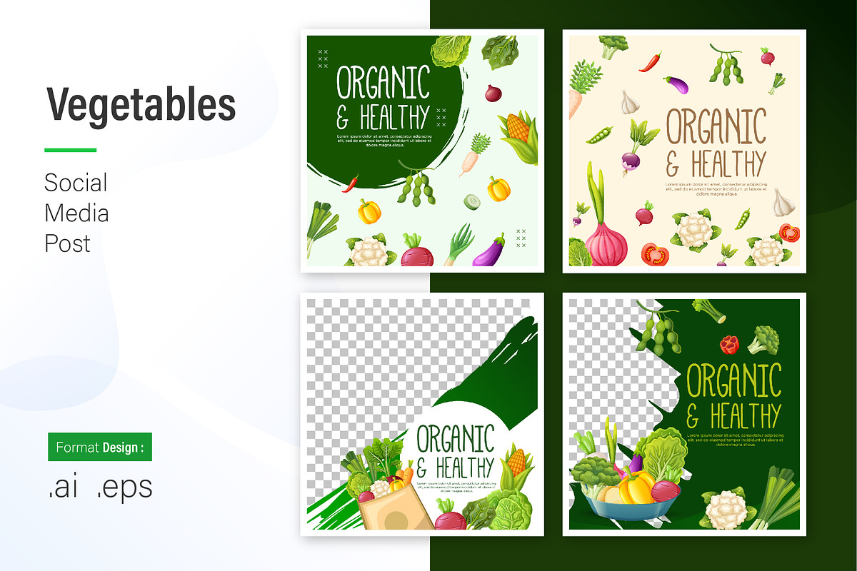 Vegetables Social Media Post Design, a Social Media Template by shin_std