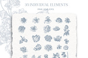Vintage Line Art Flowers clipart, a Decorative Illustration by BlumenSoul (Thumbnail 7 of 10)