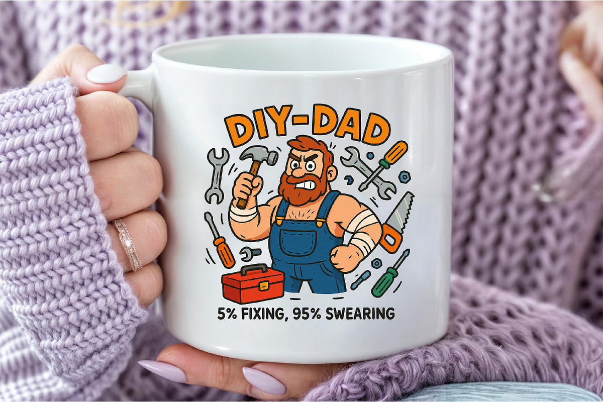 DIY Dad Funny Fathers Day Sublimatio, an Illustration by DreamCafeArt (Photo 5 of 7)