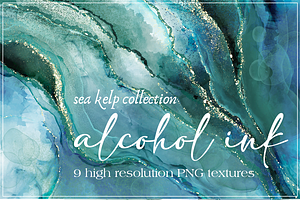 Alcohol Ink Sea Kelp Collection, a Texture Graphic by Coral Antler