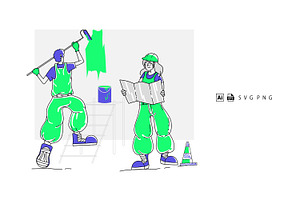 Illustration Worker Painting Walls, a Person Illustration by Stock Shape