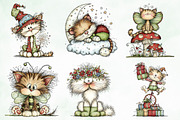 Whimsical Christmas Fluffy Cats PNG, an Illustration by Creative Art (Thumbnail 4 of 12)